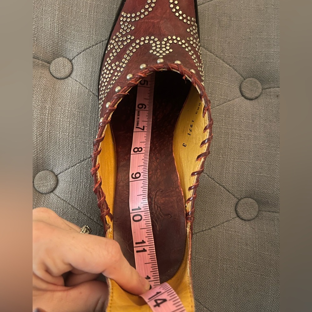 Old Gringo Burgundy Studded Leather Heeled Boots - Picture 10 of 12